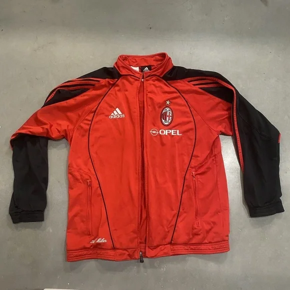 Vintage AC Milan Adidas Full Zip Training Jacket Soccer OPEL Embroidered Small
